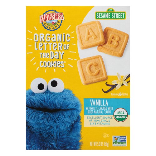 Earth's Best Sesame Street Organic Letter of the Day Cookies Very Vanilla -- 5.3 oz
