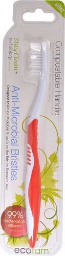 EcoFam Stay Clean™ Technology Anti-Microbial Toothbrush Red -- 1 Toothbrush