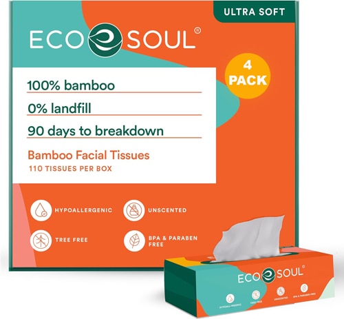 EcoSoul Facial Tissues Bamboo 3-Ply - 100 Tissues