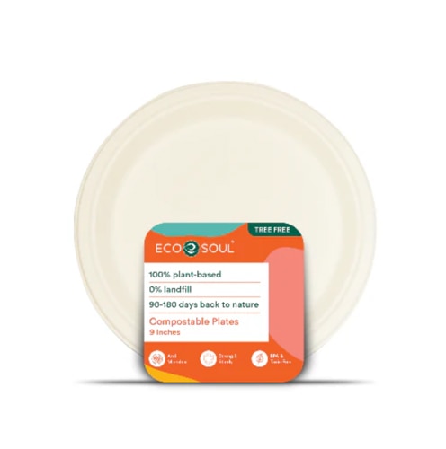 EcoSoul Plates 9-inch Compostable Plant-Based