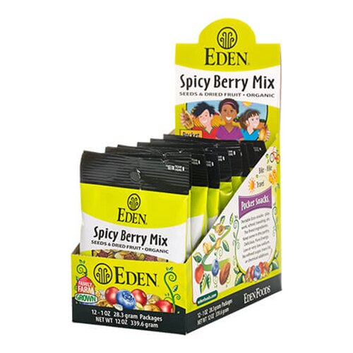 Eden Foods Pocket Snacks Organic Spicy Berry Mix -- 1 oz Each / Pack of 12