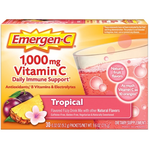 Emergen-C Vitamin C Fizzy Drink Mix Tropical -- 1000 mg - 30 Packets