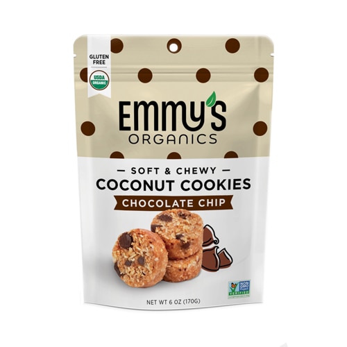 Emmy's Organics Coconut Cookies Gluten Free Vegan Chocolate Chip -- 6 oz