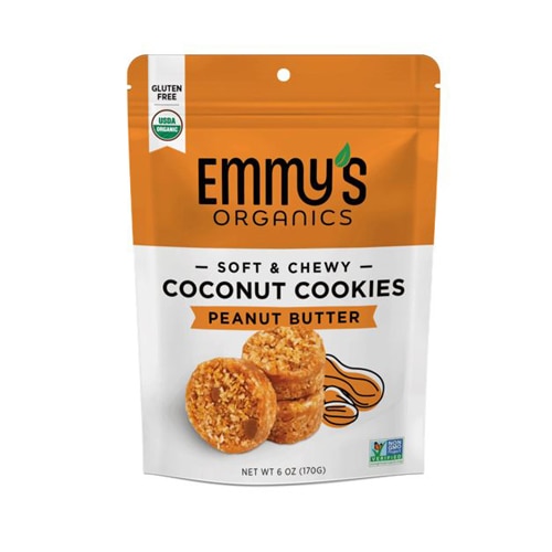 Emmy's Organics Coconut Cookies Gluten Free Vegan Peanut Butter -- 6 oz