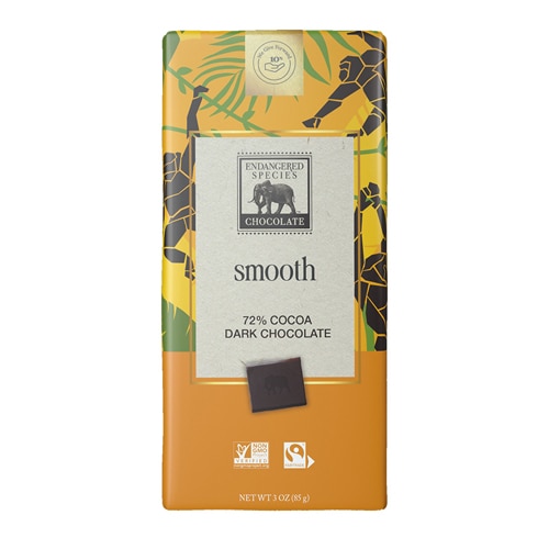 Endangered Species Dark Chocolate 72% Cocoa Bar Vegan Gluten Free