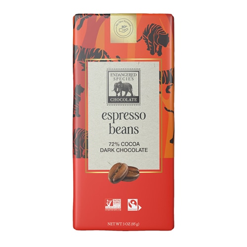 Endangered Species Dark Chocolate Bars Espresso Beans + Dark Chocolate