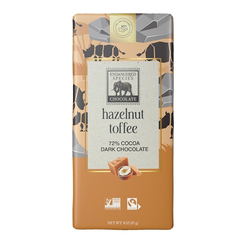 Endangered Species Natural Dark Chocolate Bar Hazelnut Toffee