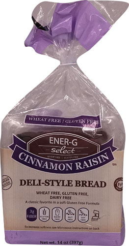 Ener-G Select Gluten Free Deli-Style Bread Cinnamon Raisin -- 14 oz