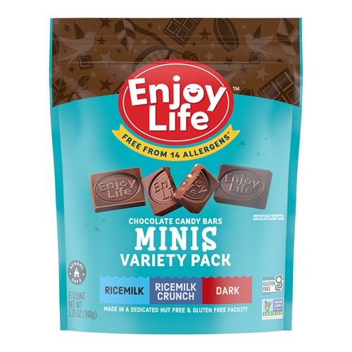 Enjoy Life Chocolate Candy Bars Minis Variety Pack Ricemilk - Ricemilk Crunch - Dark Chocolate -- 5.25 oz