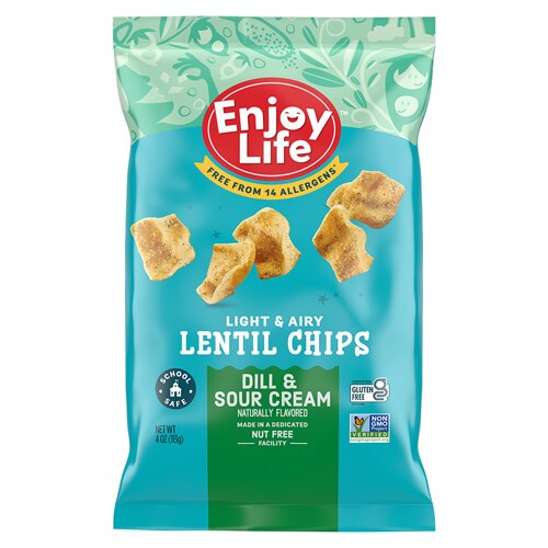Enjoy Life Light & Airy Lentil Chips Dill & Sour Cream -- 4 oz