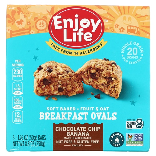 UPC: 819597012576 Enjoy Life Soft Baked Fruit & Oat Breakfast Ovals – Chocolate Chip Banana, 8.8 oz
