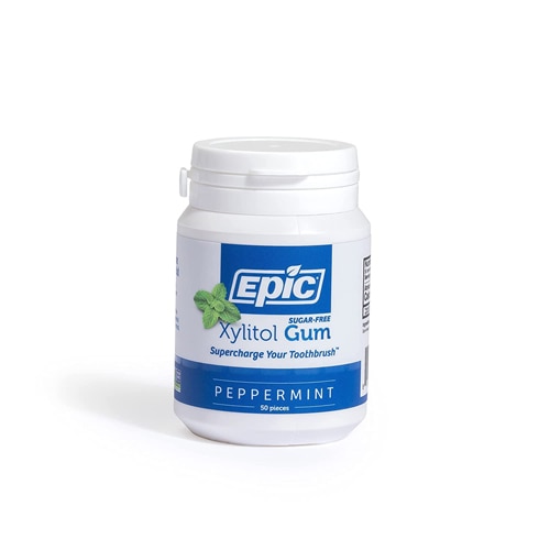 Epic Xylitol Chewing Gum - Sugar Free & Aspartame Free Chewing Gum  Sweetened w/Xylitol for Dry Mouth & Gum Health (Peppermint, 12-Piece Pack,  12