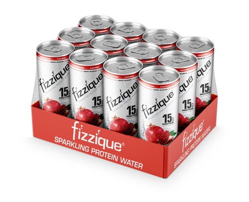 Fizzique Sparkling Protein Water Pomegranate Punch -- 12 fl oz Each / Pack of 12