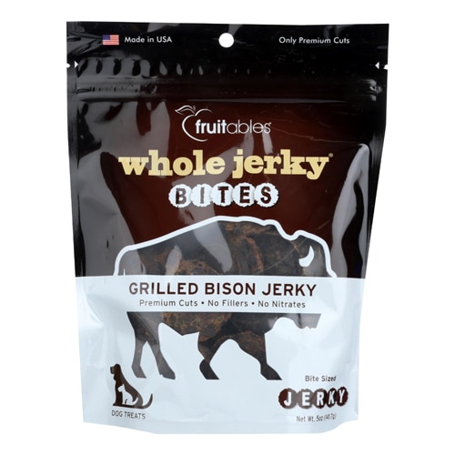 Fruitables Whole Jerky Bites Dog Treats Grilled Bison Apple 5 oz Vitacost