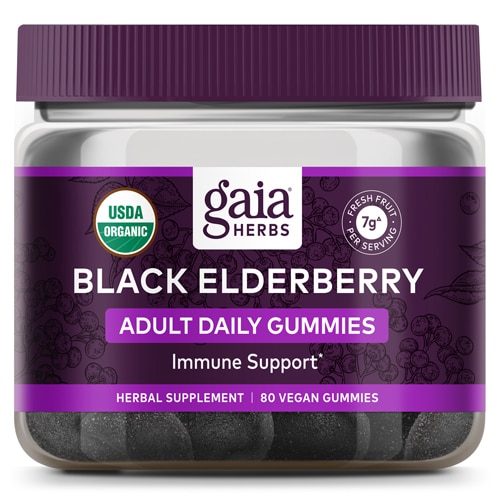 Gaia Herbs Black Elderberry Adult Daily Gummies -- 7 g - 80 Vegan Gummies