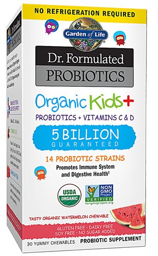 Garden of Life Dr. Formulated Shelf Stable Probiotics Organic Kids plus Watermelon -- 5 billion - 30 Chewables