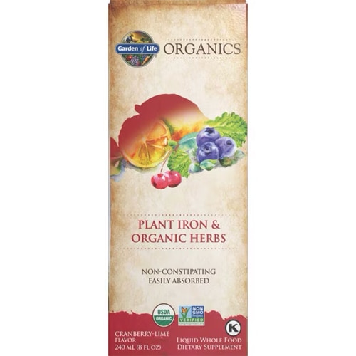 Garden of Life Mykind Organics Plant Iron & Organic Herbs Liquid Cranberry-Lime -- 8 fl oz