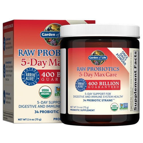 Garden Of Life Raw Probiotics 5 Day Max Care 400 Billion Cfu