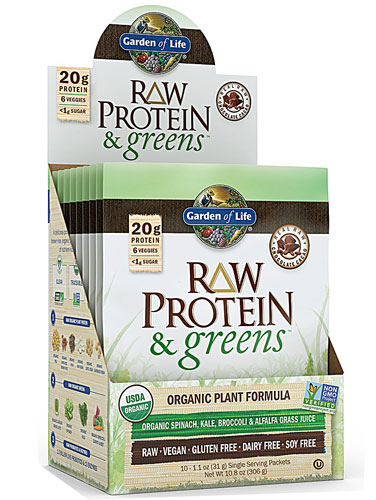 Garden of Life Raw Organic Protein & Greens Chocolate Cacao -- 10 Packets