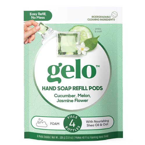 Gelo Foaming Hand Soap Refill Pods Cucumber-Melon- Jasmine Flower -- 40 fl oz