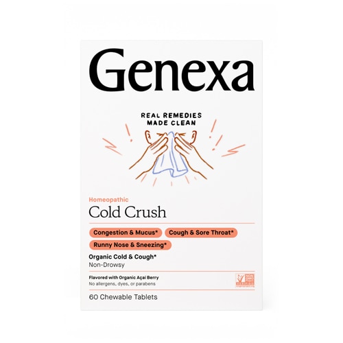 Genexa Cold Crush Organic Cold & Cough For Adults Acai Berry -- 60 Chewable Tablets