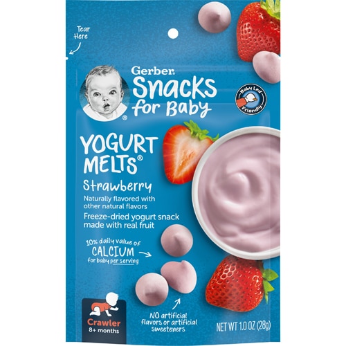 Gerber Baby Food Stage 2 Snack Yogurt Melts Non-GMO Strawberry -- 1 oz
