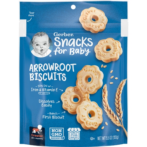 Gerber Baby Snacks Stage 2 Non-GMO Arrowroot Biscuits -- 5.5 oz