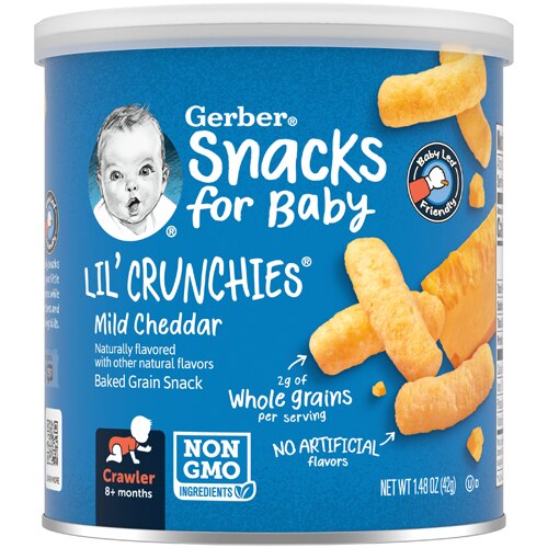 Gerber Lil' Crunchies Stage 2 Non-GMO Mild Cheddar Baked Corn Snack -- 1.48 oz