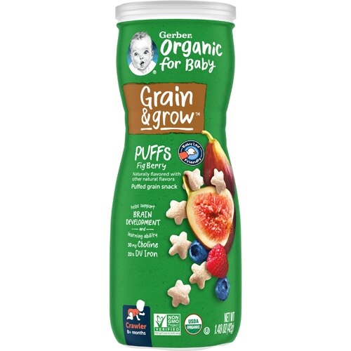 Gerber Organic Grain & Grow Stage 2 Puff Snack Non-GMO Fig Berry -- 1.48 oz