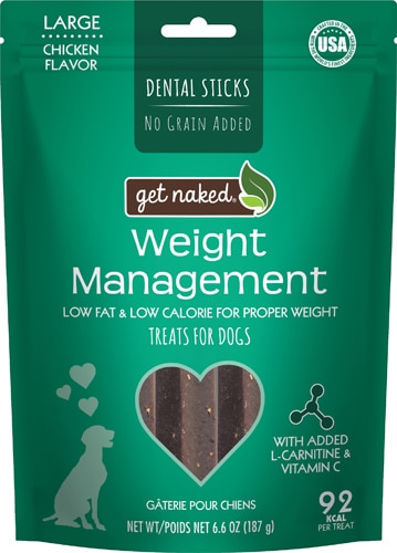 Get Naked Natural Dental Sticks Adult Dog Treats Weight Management 6.6 oz Chicken Flavor - Large