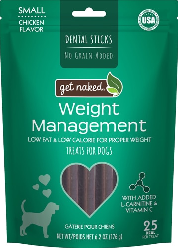 Get Naked Natural Dental Sticks Adult Dog Treats Weight Management Small Chicken -- 6.2 oz