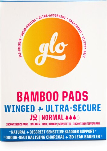 Glo Organic Bamboo Pads with Wings for Sensitive Bladder - Normal -- 12 Pads