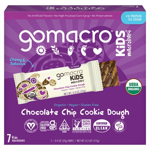Go Macro Organic Gluten Free Macrobar Chocolate Chip Cookie Dough -- 7 Bars