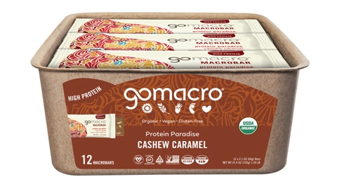 Go Macro Organic Gluten Free Macrobar High Energy Protein Bars Cashew Caramel -- 12 Bars