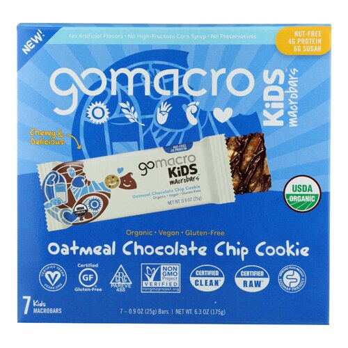 Go Macro Organic Gluten Free Macrobar Oatmeal Chocolate Chip Cookie -- 7 Bars