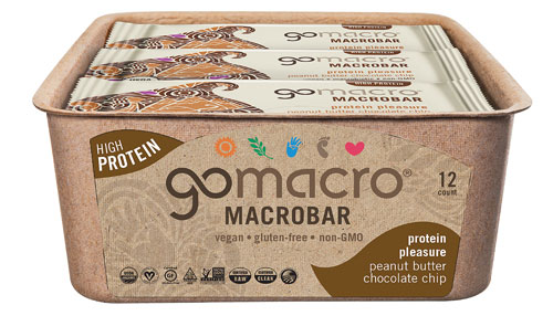 Go Macro Organic Gluten Free Macrobar Protein Pleasure Peanut Butter Chocolate Chip -- 12 Bars