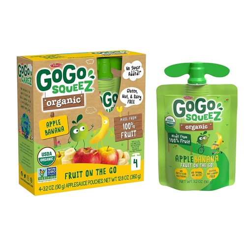GoGo Squeez Organic Fruit On The Go Apple Banana -- 4 Pouches