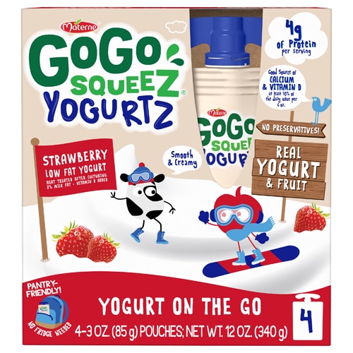 GoGo Squeez Yogurtz Stawberry Pouches -- 4 Pouches