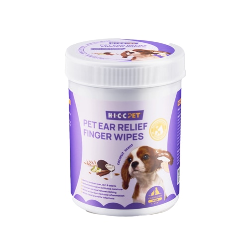HICC Pet Ear Relief Finger Wipes for Dogs & Cats Coconut