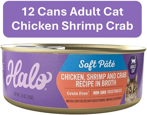 Halo Adult Cat Wet Food Soft Pate Grain-Free Chicken Shrimp & Crab Stew