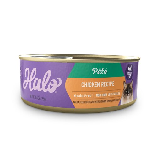 Halo Chicken Recipe Pate Grain-Free Indoor Cat Canned Cat Food -- 5.5 oz Each / Pack of 12