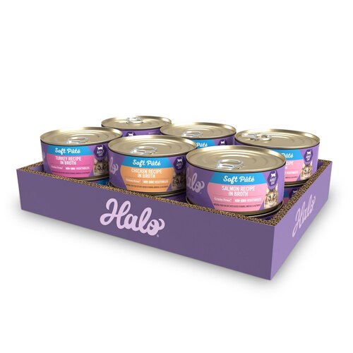 Halo Chicken - Salmon - Turkey Variety Pack Grain-Free Canned Cat Food -- 5.5 oz Each / Pack of 12