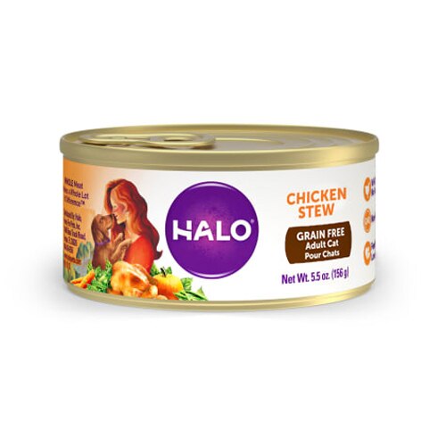 Halo Chicken Stew Recipe Grain-Free Adult Canned Cat Food -- 5.5 oz Each / Pack of 12