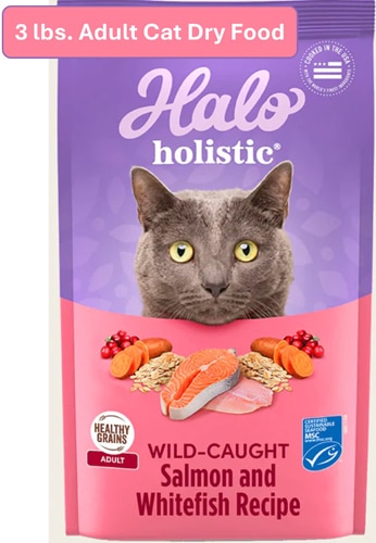 Halo Holistic Adult Cat Dry Food Wild-Caught Salmon & Whitefish Recipe