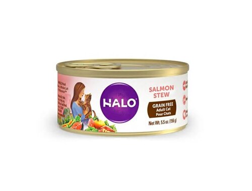 Halo Salmon Stew Grain-Free Adult Canned Cat Food -- 5.5 oz Each / Pack of 12