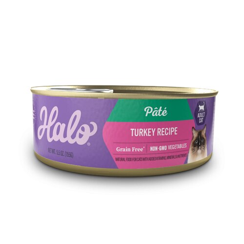 Halo Turkey & Giblets Recipe Pate Grain-Free Indoor Cat Canned Cat Food -- 5.5 oz Each / Pack of 12