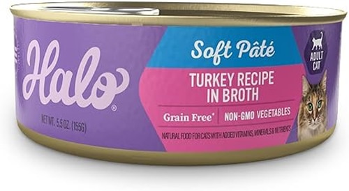 Halo Wet Cat Food Soft Pate Grain Free Turkey Recipe In Broth