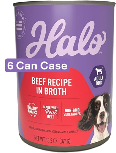 Halo Wet Dog Healthy Grains Beef Recipe in Broth