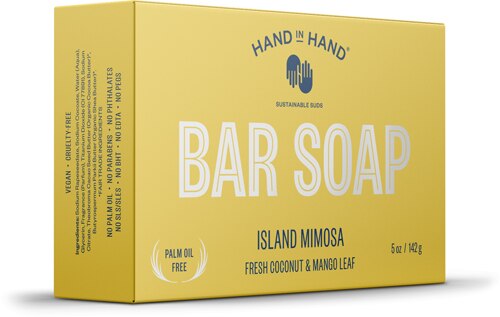 Hand in Hand Bar Soap Island Mimosa - Fresh Coconut & Mango Leaf