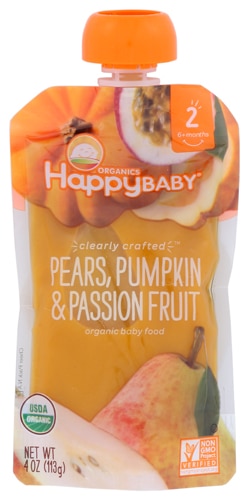 Happy Baby Clearly Crafted Stage 2 Organic Baby Food Pears Pumpkin Passion Fruit 4 Oz Vitacost